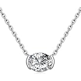 CYW Moissanite/Ruby/Sapphire/Emerald Dainty Pendant Necklace for Women, Novelty Design, Really Authentic Solid 925 Sterling Silver, 16"/18"/20" Adjustable, Birthday Anniversary Valentines Gift