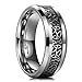 King Will Classic 8mm Tungsten Carbide Ring Wedding Band for Men Inlay Celtic Knot Engagement Ring Comfort Fit