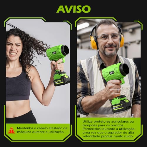 YARUIKE Soprador de folhas sem fio, soprador de folhas portátil com 2 baterias de 4,0 Ah, sopradores de folhas leves para limpeza de pátios, cuidados com o gramado, folhas, poeira