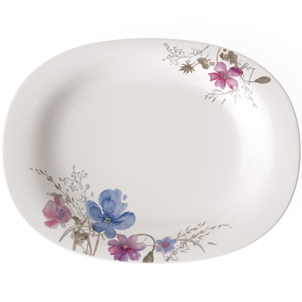 Villeroy & Boch Mariefleur Gris Basic Serving Platter, Premium Porcelain, White/Multicoloured — image 1