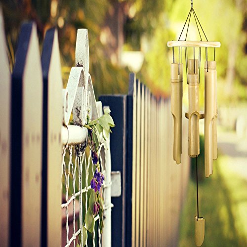 DateDirect Bamboo Wind Chimes Outdoor, Wooden Wind Chime 32â€ Amazing Grace Wind Chimes for Garden, Yark,Patio and Home DÃ©cor with S Hook (32" Natural Bamboo)