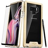 Zizo ION Series Compatible with Samsung Galaxy Note 9 Case Military Grade Drop Tested with Tempered Glass Screen Protector Gold Clear