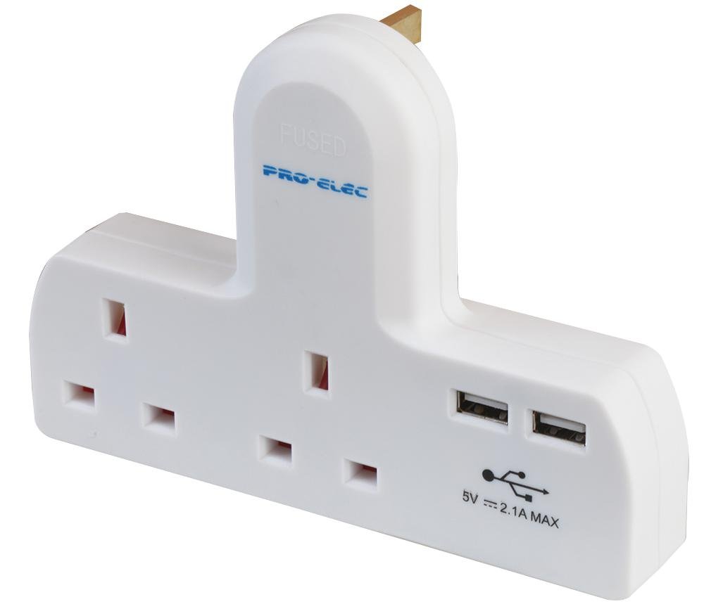 Pro Elec 15130pl - Adaptor Plug (2 Gang USB)