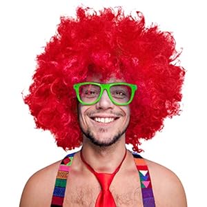 280g XXL Peluca Afro Cabeza rizada Peluca Black Peluca Afro Peluca de rizos Carnaval Negro, Blanco, Rubio, Rojo, Turquesa, Verde, Fucsia – Rojo