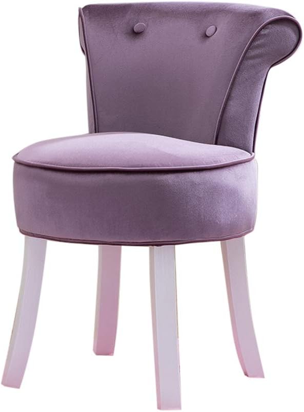 Comfortable Chair Vanity Stool with Button tufted backrest,Cushioned Stool with Solid Wood Legs,Lounge Stool/Makeup Stool/Baroque Piano Chair,for Baby Room/Study Room/Living Room/Bedroom Leisure Cha