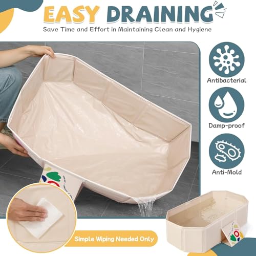ORCHID M® Foldable Kids Bathtub with Non-Slip Base,Easy Storage,Perfect for Small Spaces,Portable, Travel & Shower Ready, Easy to Clean, Sturdy & Thick