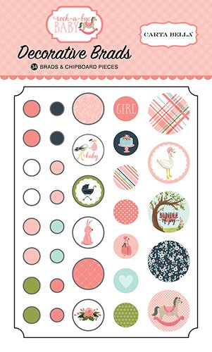 Carta Bella Paper Company CBRBG63020 Rock-a-Bye Girl Decorative Brads