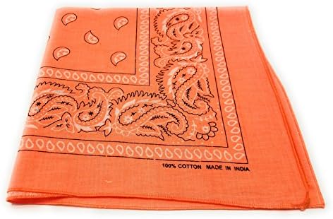 12 Pack One Dozen Neon Orange Color Bandana Paisley Cowboy 100% Cotton Scarf by M.H.I.