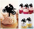 TA0202 Motorcycle Racing Sport Silhouette Party Wedding Birthday Acrylic Cupcake Toppers Decor 10 pcs