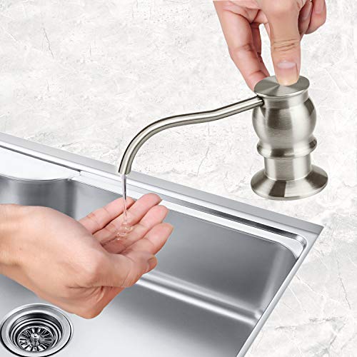 Samodra Sink Soap/Lotion Dispenser and Extension Tube Kit, Brass Pump Brushed Nickel Finish Built in Design with 39" Extension Tube Directly to Soap Bottle, No More Messy Refills(No Bottle)