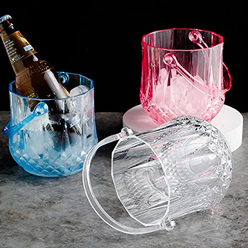 Ice Bucket with 2 Tongs, Plastic Ice Bucket with Handle, Acrylic