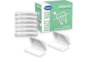 RHUI Braces Orthodontic Wax Dental Ortho Wax for Teeth Braces Invisalign, Unscented, 6 Pack