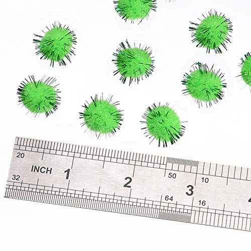 Livder Christmas Pom Poms Pompoms Light Green Glitter Fluffy Balls, DIY Art Crafts Gifts Decorations Supplies(0.6 inches, 500 Pieces) - Thumbnail 2