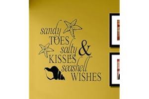 SLAP-ART Sandy Toes Salty Kisses and Seashell Wishes Beach Vinyl Wall Art Decal Sticker