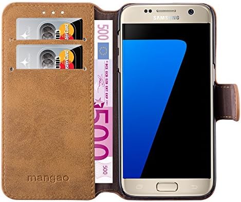 Samsung Galaxy S7 Case Cover – High Quality Premium Leather Case with Magnetic Closure and Card Holder by Mangao® Case Phone Case