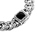 INBLUE Men's Stainless Steel Enamel Bracelet Link Wrist Silver Tone Black Flower
