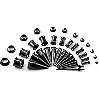 Ear Tunnels 14pc Screw-Fit Tunnel Plug Set - Surgical Steel Ear