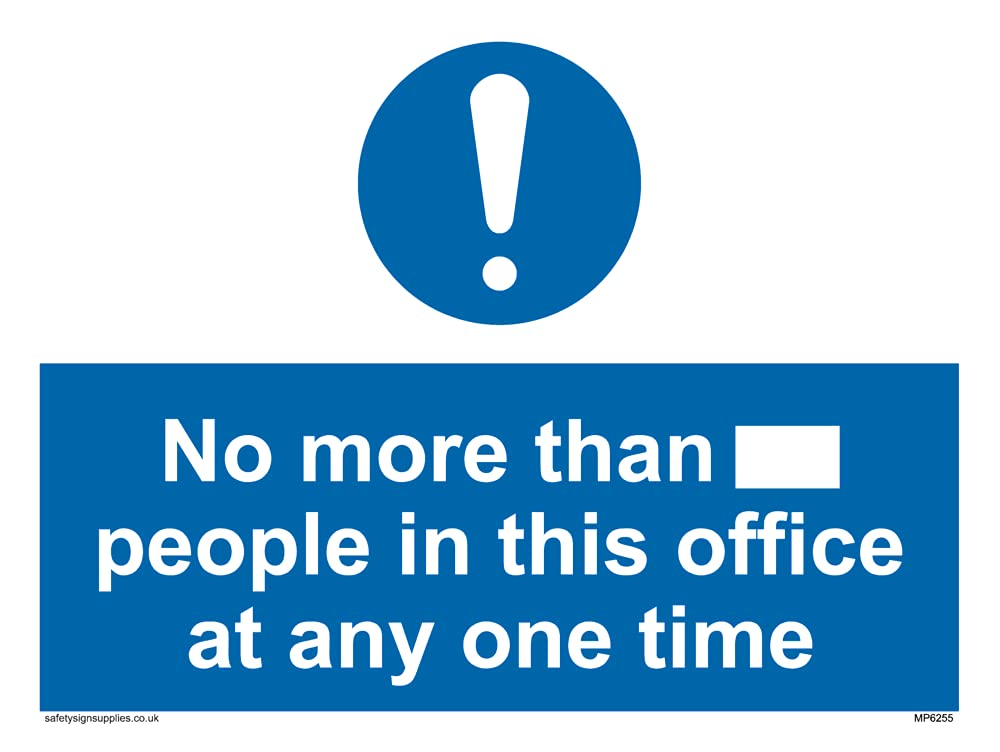 Pack of five - No more than xxx people in this office at any one time Sign - 200x150mm - A5L