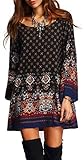 Risesun Women's Bohemian Vintage Printed Ethnic Style Loose Casual Tunic Dress