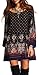Risesun Women's Bohemian Vintage Printed Ethnic Style Loose Casual Tunic Dress(2XL),Black,XX-Large