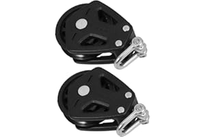 2 Pcs High Load Capacity Marine Stainless Steel Nylon Block Universal Single Head Pulley,Smooth Silent Bearing, Heavy-Duty Ro