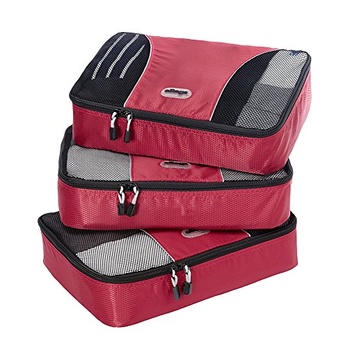 eBags Medium Packing Cubes - 3pc Set (Raspberry)