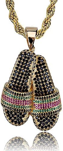 AOVR Hip Hop Cuban Link Chain 14k Gold Silver Plated CZ Crystal Fully Iced-Out Plug Pendant