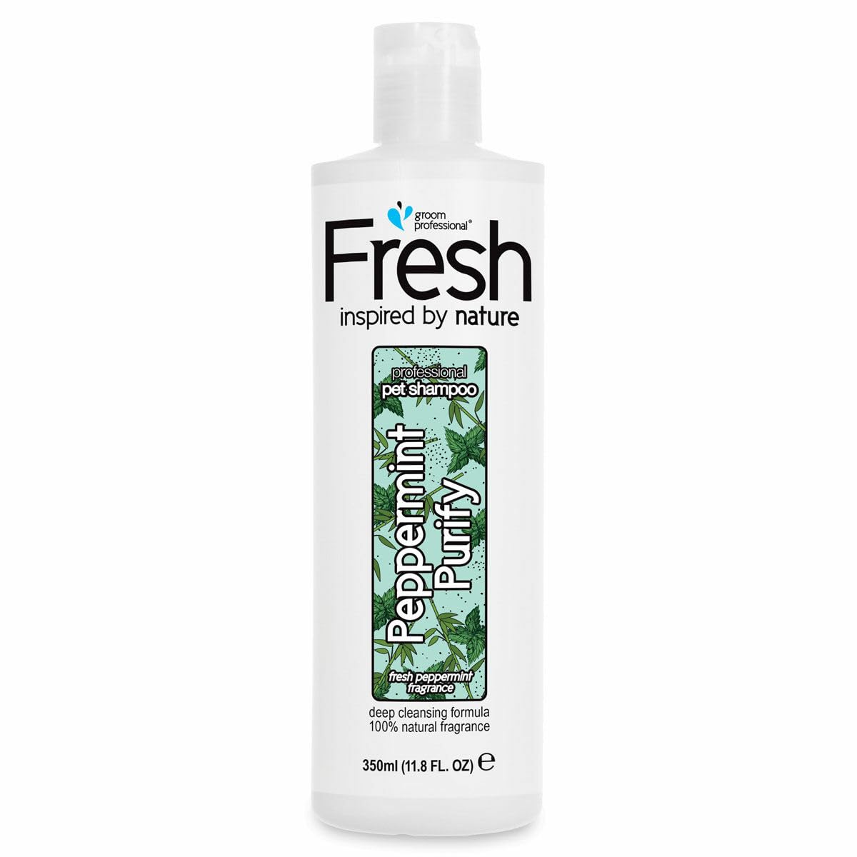 GROOM PROFESSIONAL FRESH Peppermint Purify Dog Shampoo - Deep Cleansing for Smelly Coats - Natural & Moisturising Formula w/Bamboo Extract - Adds Shine & Strengthens Coat - Paraben & SLS-Free, 350ml