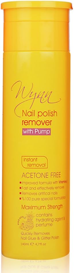 Aseton Free Nail Polish Remover with pump - 140ml - 4.7 fl oz - Yellow Plastic Container - Pineapple perfumed