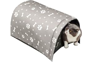 LLPCKPB Outdoor Feral Cat House for Winter, Weatherproof Waterproof Rainproof Foldable Cotton Filled Thicken Stray Feral Cats Dogs Tent Shelter Home Keep Warm for Outdoor Indoor Garden (Light Grey)