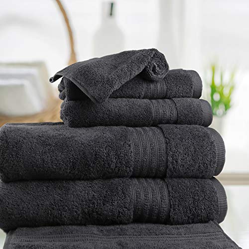 TRIDENT Bath Towel Set 100 Cotton 6 Piece Set (2 Large Bath Towels,2