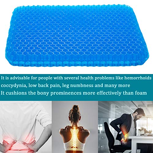 SESEAT Car Seat Cushion Gel Office Chair Cushion with Non Slip Cover, Gel Seat Cushion Double Design for Relieving Sciatica and Coccyx Pain - Thumbnail 3