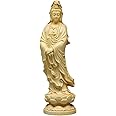 SEWACC Guan Yin Statue Standing on Lotus Chinese Feng Shui Sculpture Mini Quan Yin Figurine Asian Goddess Female Buddha Buddhist Decoration