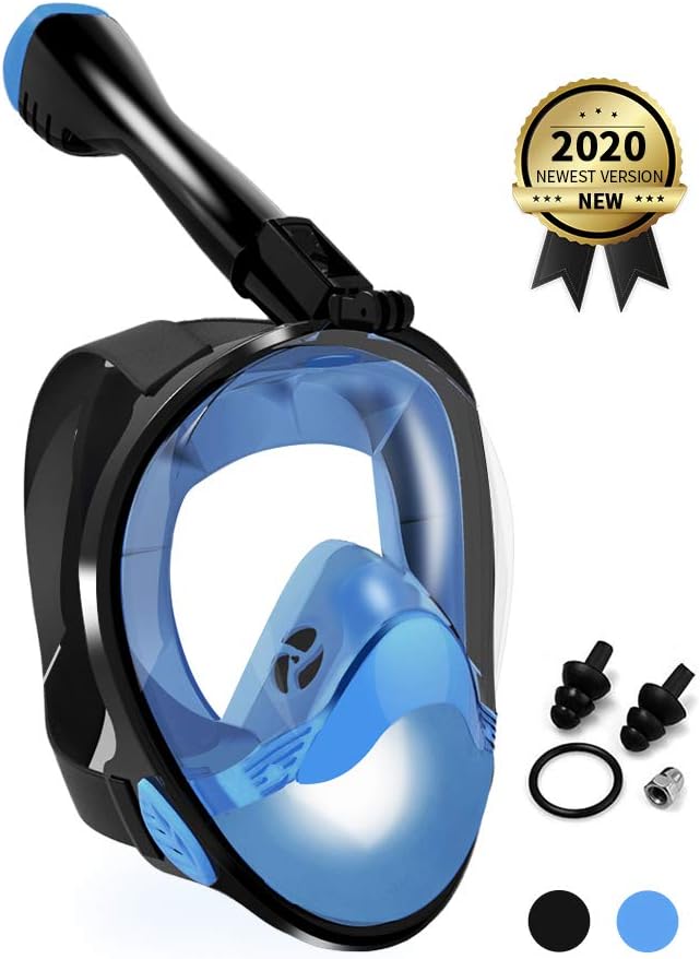 LBHMEI Latest Full Face Snorkel Mask,180° Panoramic Anti-Leak & Anti-Fog Snorkeling Mask with Advanced Breathing System,Design for Adults&Kids