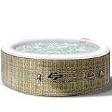 Goplus 4-6 Person Outdoor Spa Inflatable Hot Tub for Portable Jets Bubble Massage Relaxing w/Accessories Set (6-Person, Coffee)