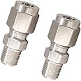 Horiznext Stainless Steel 304 Compression Fitting to connect 1/4 inch OD tube x 1/8 NPT Male thread Coupler, for brass copper stainless steel tubing (2 pcs)