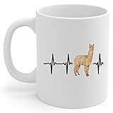 Fawn Alpaca Heartbeat Lifeline Coffee Mug White