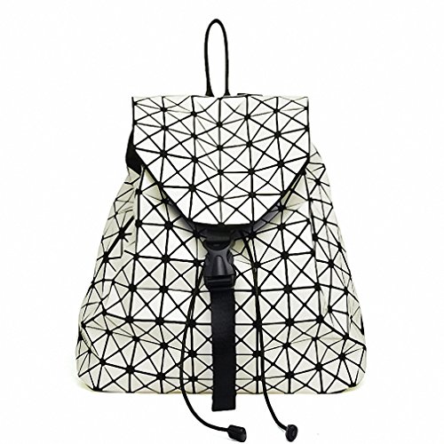 Laser Bag Backpack Fashion NEW Leather Kors Daypacks Laser Geometric Diamond Shape Women Bags Kanken Backpack White 34cm