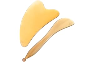 Alipis 2Pcs Buffalo Horn Gua Sha Scraping Plates Portable Massage Stick Tools for Face Eye Care Enhance