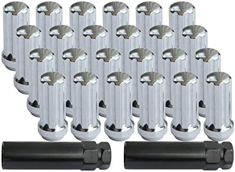 24 Acorn Steel Wheel Lug Nuts 14x1.5 for Chevy Silverado Dodge Ford GMC 2" Tall