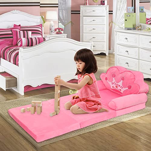 harhoers Kids Couch Fold Out,Foldable Kids Sofa Toddler for Bedroom