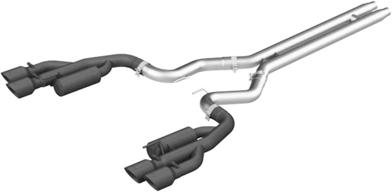 MBRP S7207BLK 3" Cat Back Exhaust System with Quad 4" Dual Wall Tips, Race Version, Black Coated, 1 Pack