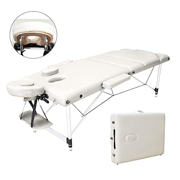Vesgantti Massageliege 3 Zonen Tragbarer Massagetisch Aluminium Faltbare Therapieliege für Therapiebehandlung Salon Healing M