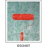 7Inch Embossed Flowers Painting Roller w/ Plastic Handle for Wall Decoration