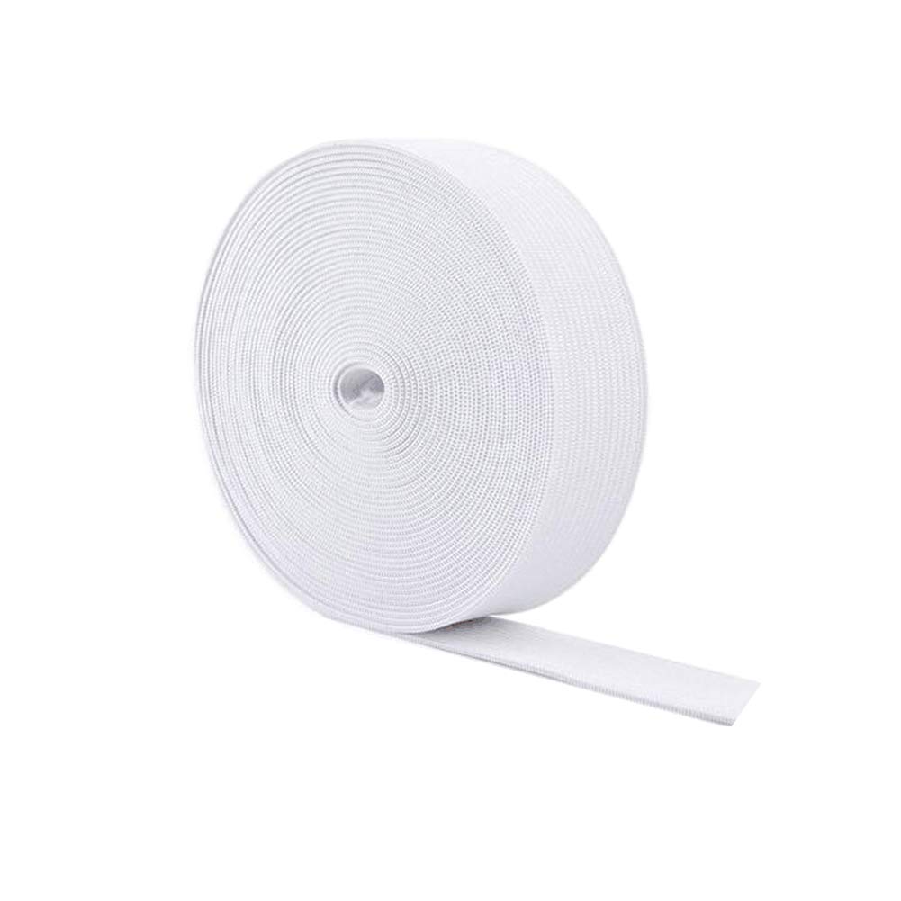 5Meters White 5CM Wide Polyester Elastic Cord Flat Braided Rubber Band Stretch Thread String Knitted Elastic Ribbon Spool Clothing Making Accessories for Clothing DIY Craft