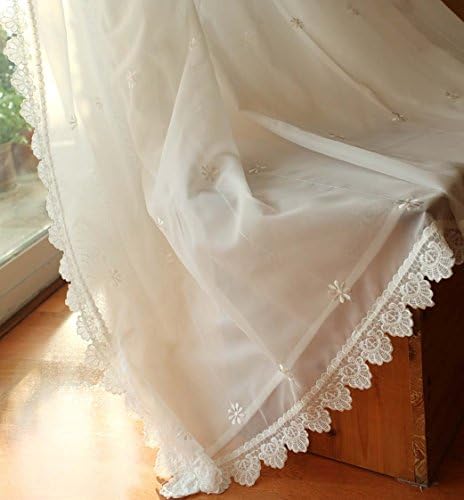 YOYOMALL White Fairy Beautiful Princess Pastoral Yarn Curtains,Soft Beautiful Floor to Ceiling Curtains. (W*L:(69"*94")175*240cm)