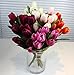 Ebow 9 Heads Tulip Flower Artificial Flowers Simulation Silk Flowers for Wedding Home Decoration Beautiful Tulip Flowers (Sunset Red)