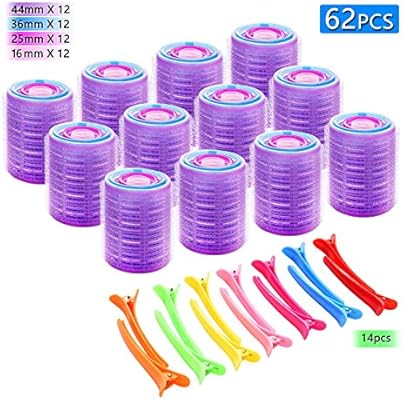 Lgdehome 62pcs Hair Rollers Clips Self Grip Hairdressing Curlers