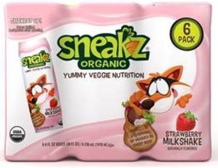 Sneakz organic strawberry milkshake 8ozx6 pack