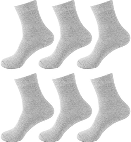 Classic Solid Socks for Men and Women Soft Cotton Socks Casual Crew Socks 6 Pack Grey